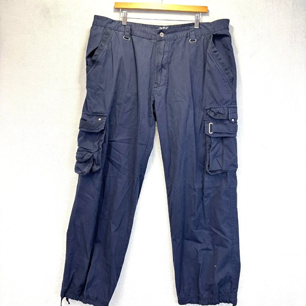 Triple Fat Goose Baggy Cargo Pants‎ Mens 44x34 Navy Blue Utility Pockets Relaxed